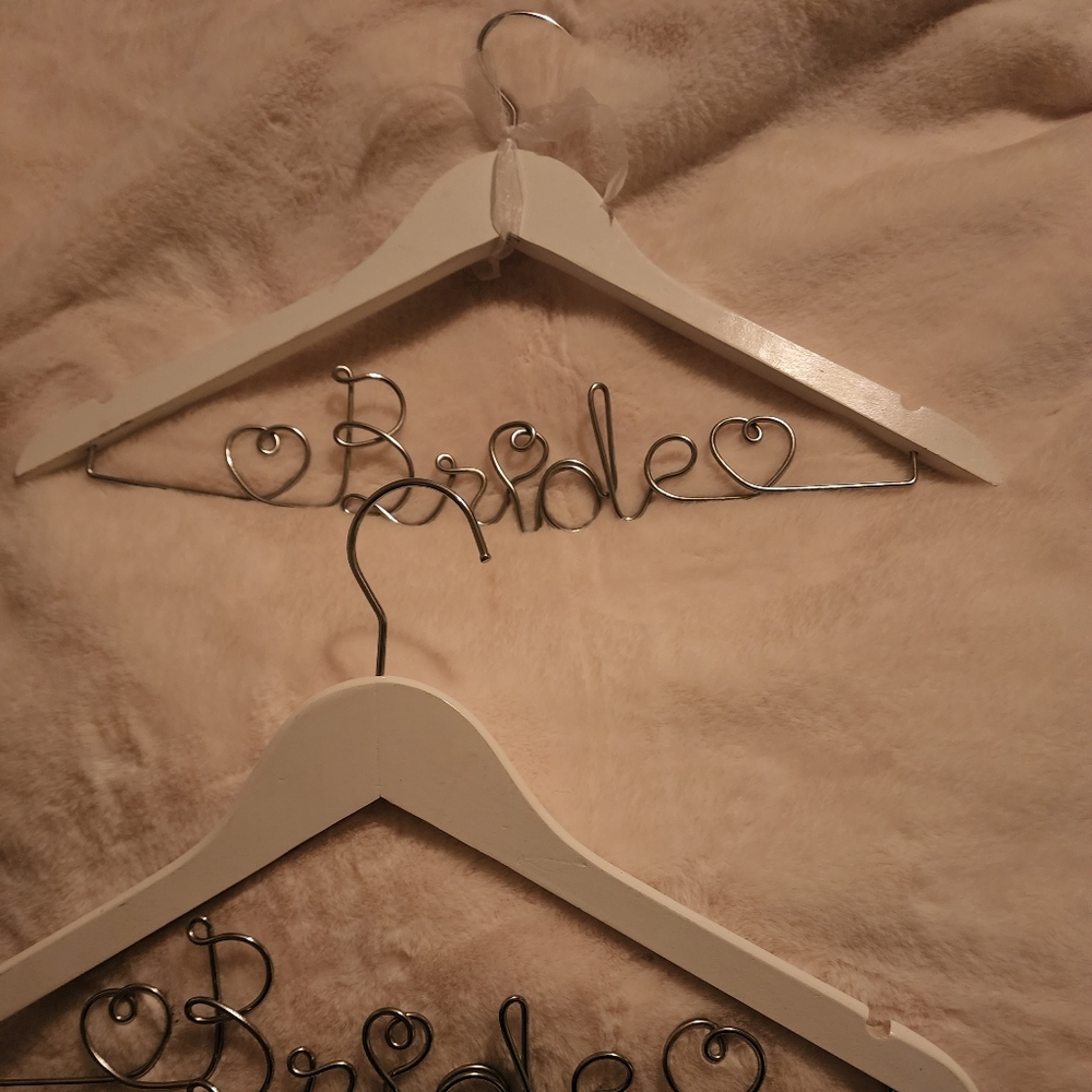 Two Bride hangers wooden and metal